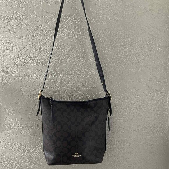 COACH VAL DUFFLE WOMEN'S SIGNATURE CANVAS/PEBBLE LEATHER CROSSBODY BAG NWOT - Picture 3 of 14